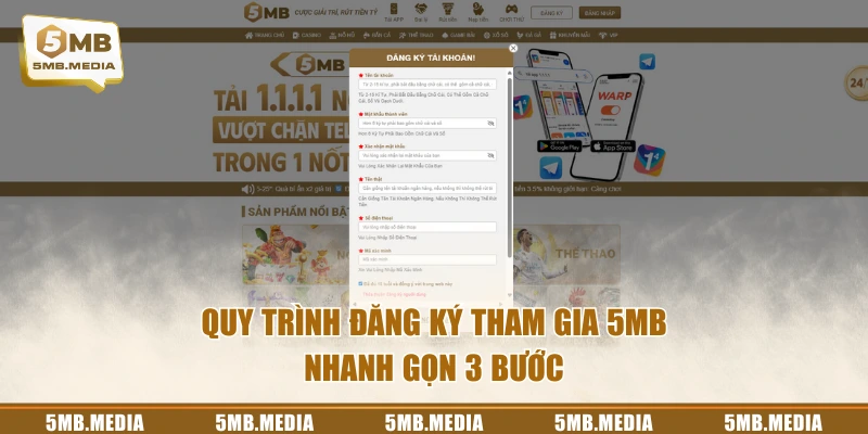 Quy trình đăng ký tham gia 5MB nhanh gọn 3 bước